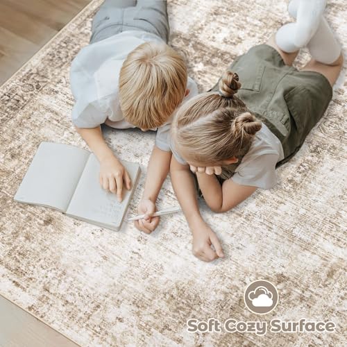Area Rug 5x7 Washable Rug (Brown / 5' x 7' (Rectangular))