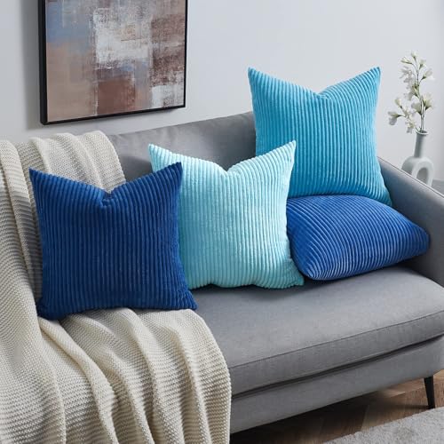 Blue Decorative Throw Pillow Covers 16x16 Inch Set of 4 (Lightblue / 16" x 16" (Pack of 4))