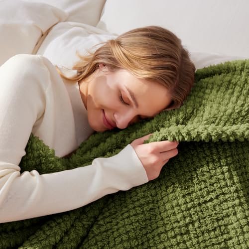 Soft Fleece Twin Size Bed Blanket (Olive / Twin(60x80 In))