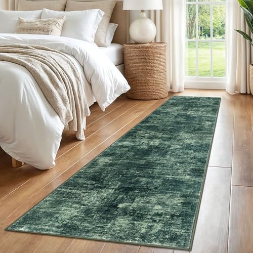 Abstract Runner Rug 2x8 Ft Washable Runners for Hallways (Dark Green / 2' x 8' (Rectangular))