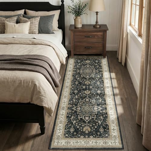 Washable Area Rug (Black/Vintage/Beige / 2' x 6' (Rectangular))