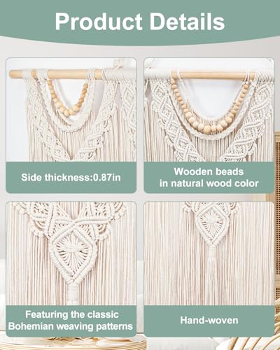 Large Macrame Wall Hanging Handmade Boho Tapestry (Beige)