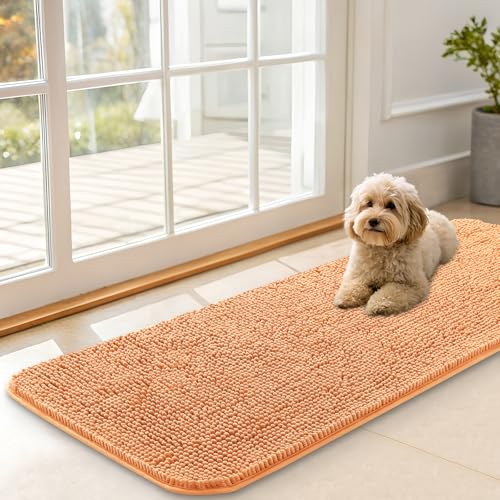 Dog Door Mat for Muddy Paws 47x17 (Orange / 47" X 17")