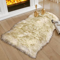 Faux Sheepskin Rugs Soft Faux Fur Rug White Gradient Dark Green (2' x 3' (Sheepskin) / Gradient Dark Green)