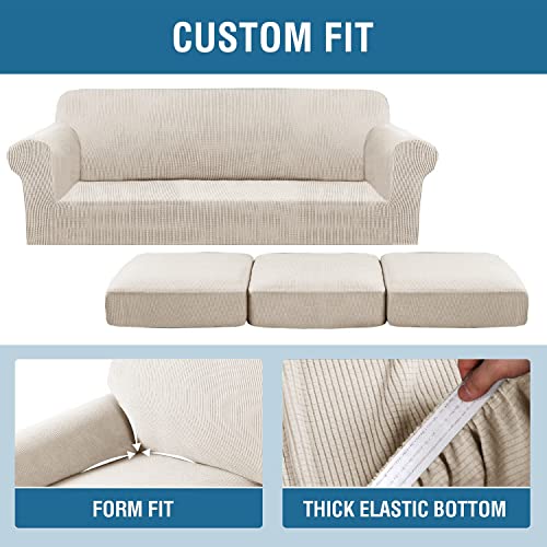 4 Piece Stretch Sofa Covers for 3 Cushion Couch Covers for Living Room Furniture Slipcovers (X-Large / Island Fossi)