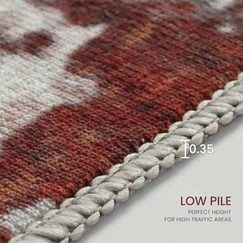 Living Room Rug 9x11 Beige Area Rugs Machine Washable Abstract Boho Large Rug Non (Grey Brown / 9' x 11' (Rectangular))