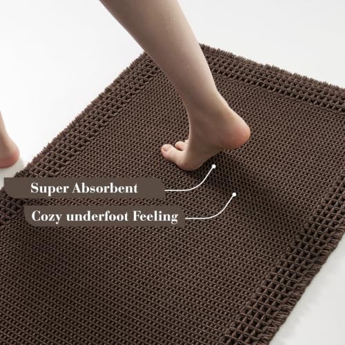 Waffle Bathroom Runner Rugs (Chocolate / 2' X 4')