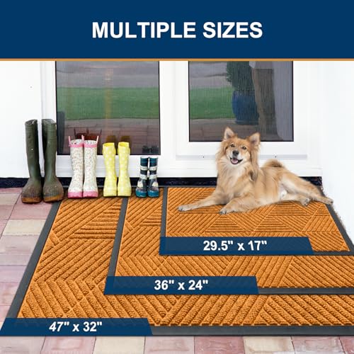 Front Door Mat Outside Entrance (Amber / 35" X 23")