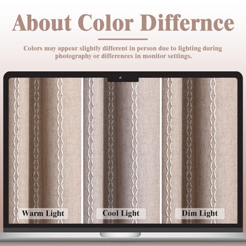 Blush Beige Boho Blackout Curtains 84 Inch 2 Panels with Tassels (Blush Beige / 52"W x 84"L (Pack of 2))