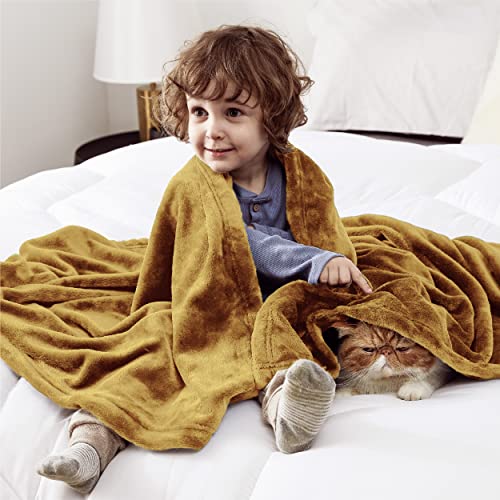 GentleSoft Bedding Fleece Blanket for Girls and Boys (Yellow Gold / Kids (43" x 55"))