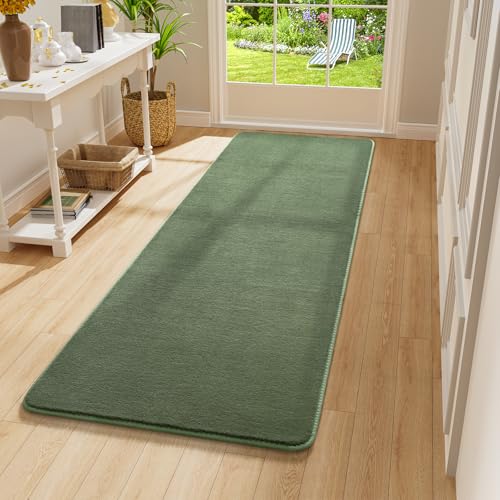 Modern Soft Hallway Runner Rug (2' x 6' (Runner) / Sage Green)