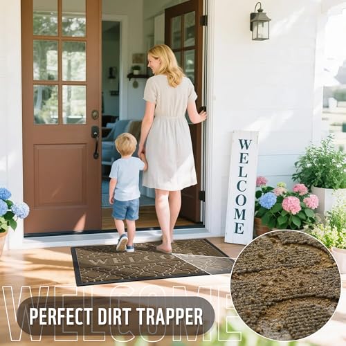 Welcome Mat Outdoor Indoor (60x36 Inch / Coffee)