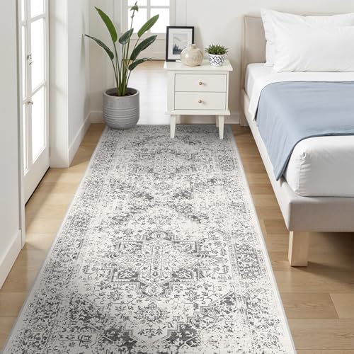 4x8 Washable Hallway Runner Rug (Distressed Grey / 4x8)