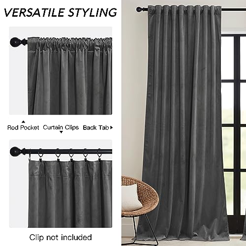 Grey Velvet Curtains 84 inches (Grey / 52"W x 84"L (Pack of 2))