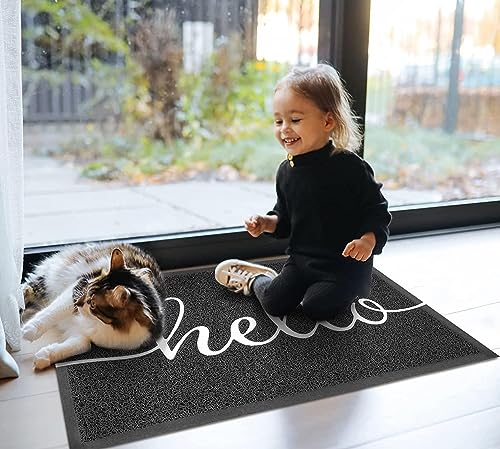 Door Mat 2 Pack Outside Inside Hello Doormat 30"x17.5" Durable Floor Mat Non Slip Mat Ultra Absorb Mud Easy Clean Front Doormat for Garage (2'6" x 1'6" / 2pack Hello)