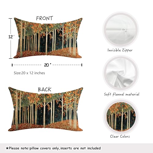 Rustic William Morris Inspired Autumn Forest Decor Pillow Covers 18x18 Double (Forest-orange 08 / 20" x 12" (Pack of 1))