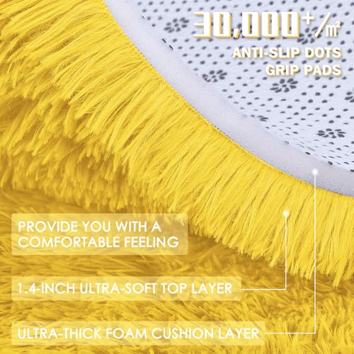 2x3 Machine Washable Small Bedside Rug (2x3 Ft / Yellow)