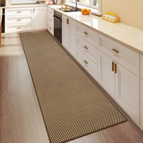 Hallway Runner Rug Long Kitchen Runner Washable Dark Brown 2x8 ft (Dark Brown/ Coffee / 2' x 8')
