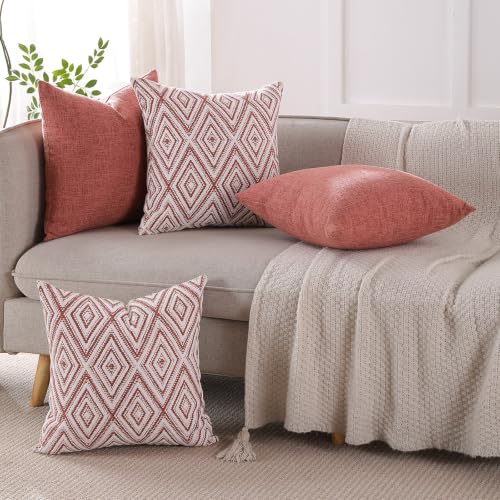 Throw Pillow Covers 20x20 (Coral / 20" x 20" (Pack of 4))