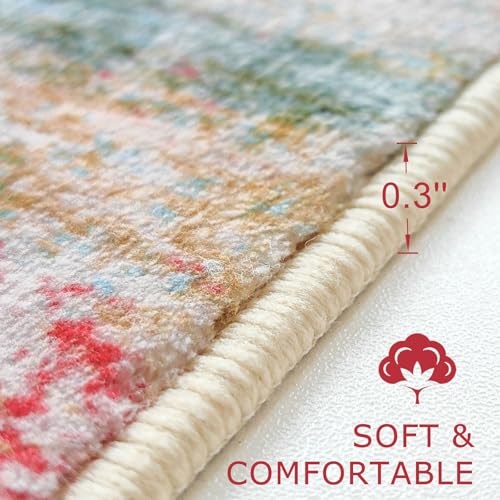 Washable Area Rug 5x7 Modern Ombre Thin Rugs for Living Room Non (Green/Turquoise / 5' x 7' (Rectangular))