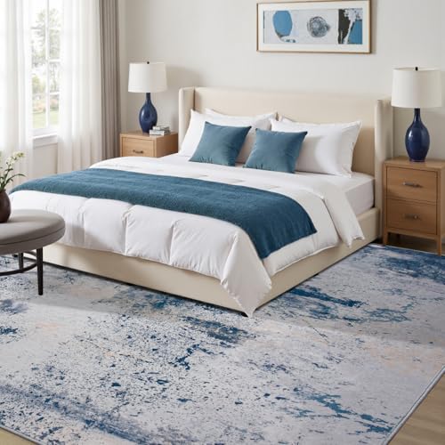 Abstract Area Rug Modern Washable Rug Soft Non Slip Rug Low Pile for Bedroom Living Room Dining Room Dusty Teal Grey 5x8 Feet (Dusty Teal Grey / 5' x 7'11" (Rectangular))