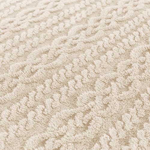 Beige Throw Blanket (Knit Beige / Throw(50x60))