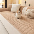 Velvet Sectional Couch Covers for Dogs (Khaki / 1PC/27.6"x94"/3-4 Seat & Long "L" Part)