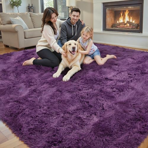 Fluffy Rug Shag Area Rug (Grape Purple / 3' x 5' (Rectangular))