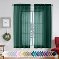 Hunter Green Sheer Curtain Drapes 63 Inch Length 2 Panels for Living Room (40"W x 63"L (Pack of 2) / Hunter Green)