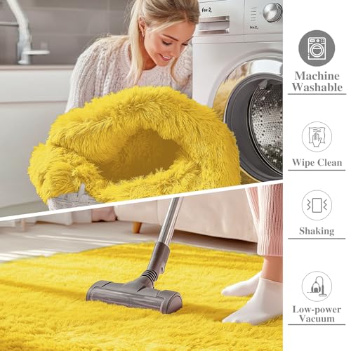 2x6 Machine Washable Runner Rugs for Hallway (2x6 Ft / Yellow)