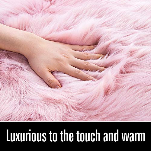 Soft Fluffy Faux Fur Rugs for Bedroom Bedside Rug 2x5 Feet (Pink / 2' x 5' (Runner))