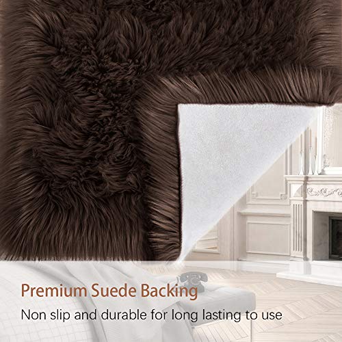 Soft Fluffy Faux Fur Rugs for Bedroom Bedside Rug 3x5 Feet (Brown / 3 x 5 Feet (Rectangular))