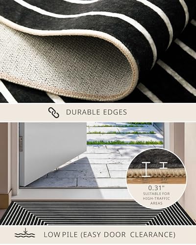 3x5 Washable Rug Modern Carpet for Entryway Bedroom (Indigo Black / 3' x 5' (Rectangular))
