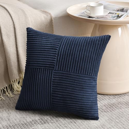 2 Packs Navy Blue Decorative Throw Pillow Covers 16x16 Inch for Living Room Couch Bed (Navy Blue / 16" x 16" (Pack of 2))