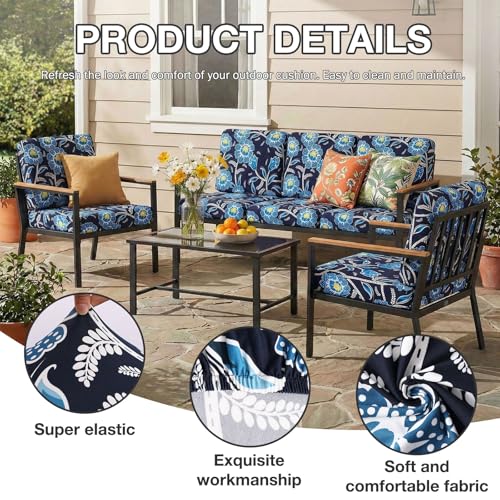 8Pcs Patio Cushion Covers (Bluebell / 8PCS)
