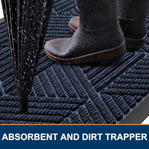 Front Door Mat Outside Entrance (Navy Blue / 71" X 47")