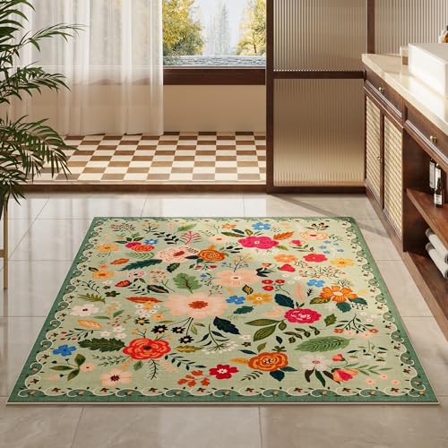 Area Rug 3x5 Washable (Green / 3' x 5' (Rectangular))