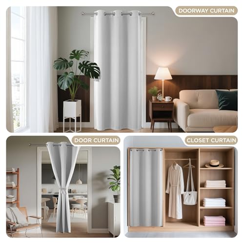 Door Curtain Blackout Curtains for Doorway Privacy Closet Drapes (Greyish White / 40"W x 78"L (Pack of 1))