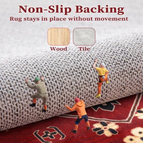 2x3 Washable Non Slip Boho Small Area Rug for Entryway (Red Black/Multi / 2' x 3' (Rectangular))