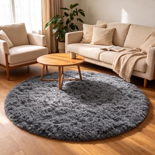 Grey Round Area Rugs 5ft (Grey / 5' (Round))