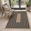 Modern 3x5 Outdoor Patio Rug (3' x 5' (Rectangular) / Nature/Black Border)