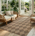 Checkered Easy Jute 5x7 Outdoor Patio Rug (5' x 7' (Rectangular) / Nature/Checkerboard -2)