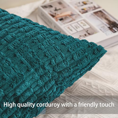Pack of 2 Corduroy Decorative Throw Pillow Covers 18x18 Inch (Turquoise / 18" x 18" (Pack of 2))