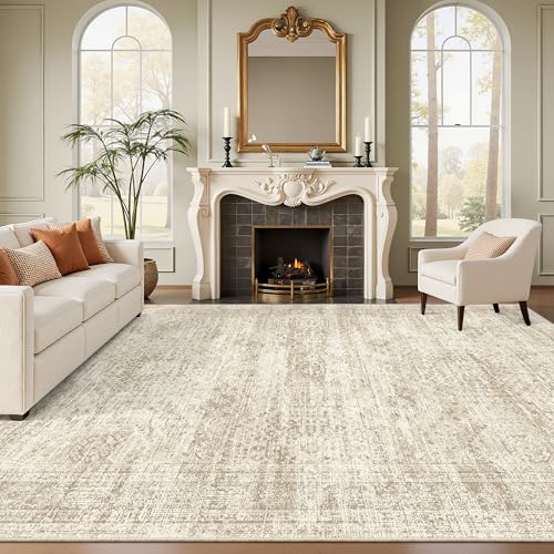 Washable Area Rug 8x10 Large Soft Beige Rugs for Living Room (Beige / 8' x 10' (Rectangular))