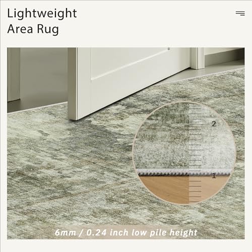 Abstract Area Rug 6x9 for Living Room Washable Rugs Green Black (Green Black / 6' x 9' (Rectangular))
