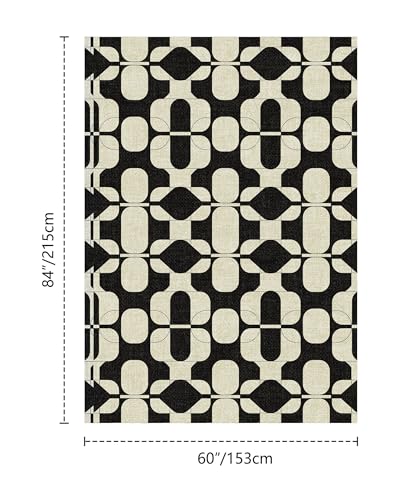 Washable 5x7 Area Rugs for Living Room Modern Rug (Black Beige / 5' x 7' (Rectangular))