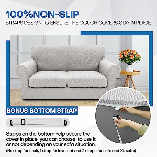2 Piece Stretch Armchair Sofa Cover (31"-46"(1 Cushion) / Silver Grey)