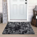 Small Tie Dyed Area Rug for Bedroom 2x3 Mini Black Grey Fluffy Rug Mat Bedside Throw Rug for Kids Room Boys Teens Nursery Baby Dorm Living Room Home Decor Aesthetic Carpets (Tie-dyed Black Grey / 2' x 3' (Rectangular))