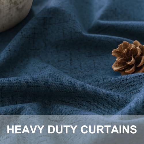 Navy Blue Curtains for Living Room 102 Inch Long 100 Percent Blackout Linen Look Viral Window Curtains for Bedroom Black Out Drapes for Nursery Bedroom Dorm 52x102 Length 2 Panels Midnight Royal Blue (Navy Blue / 52"W x 102"L (Pack of 2))