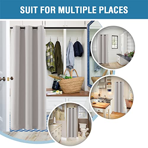 Doorway Curtain Blackout Closet Door Curtain Room Divider Window Treatment Curtain for Bedroom Thermal Insulated Privacy Drape Soundproof Grommet (42"W x 80"L (Pack of 1) / Stone)